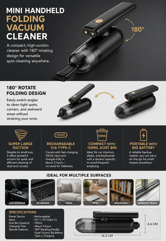 Mini Handheld Folding Vacuum Cleaner