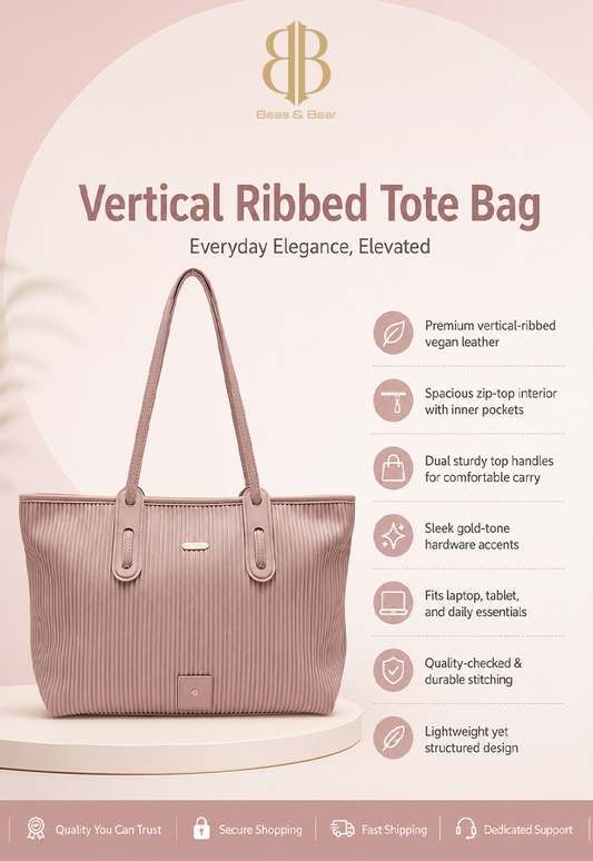 Vertical Ribbed Tote Bag