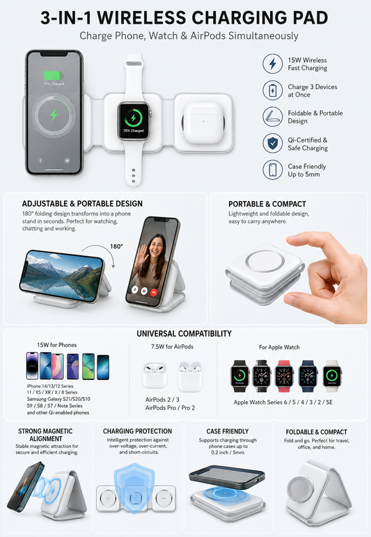 3-in-1 Wireless Charging Pad