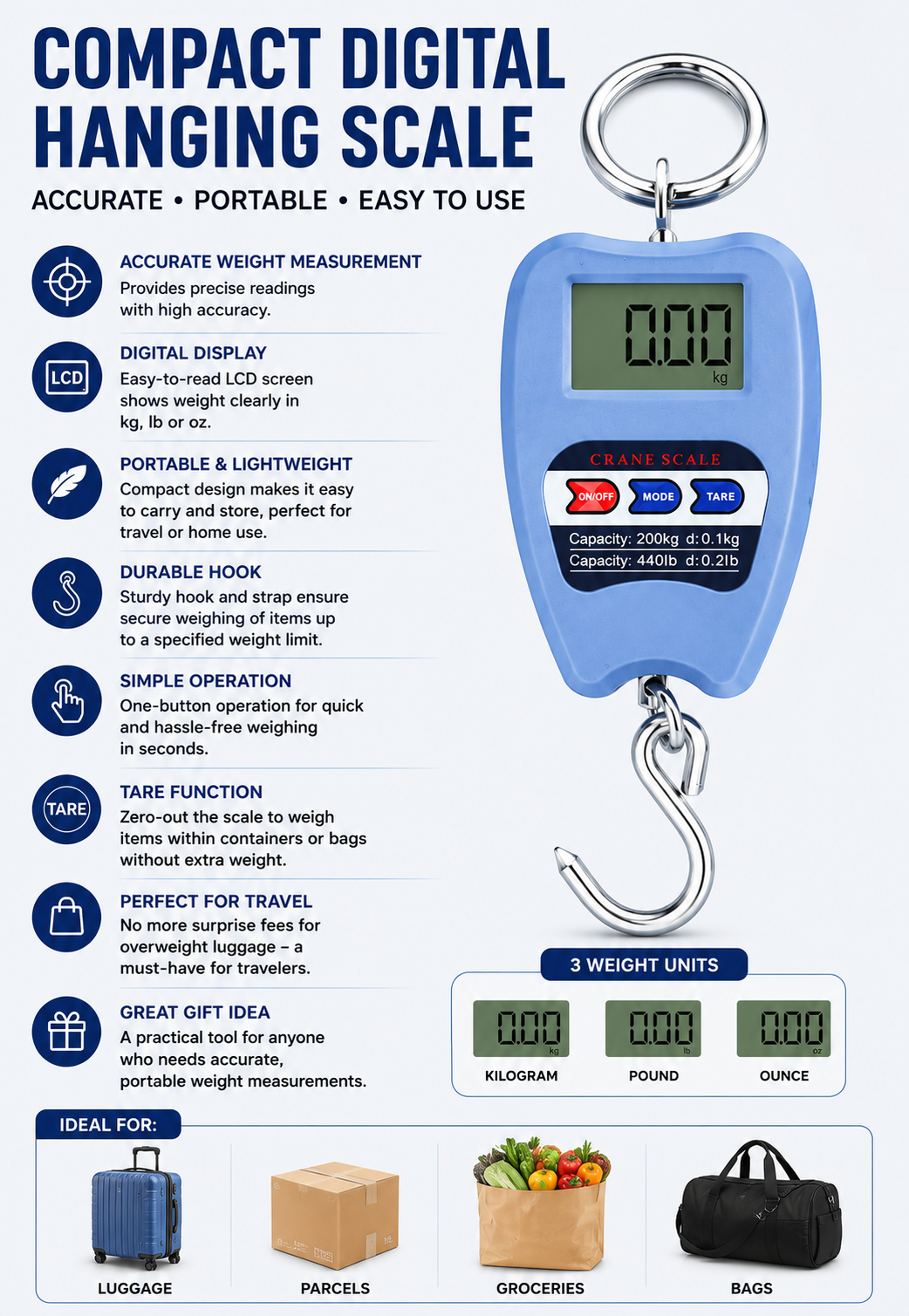 Compact Digital Hanging Scale