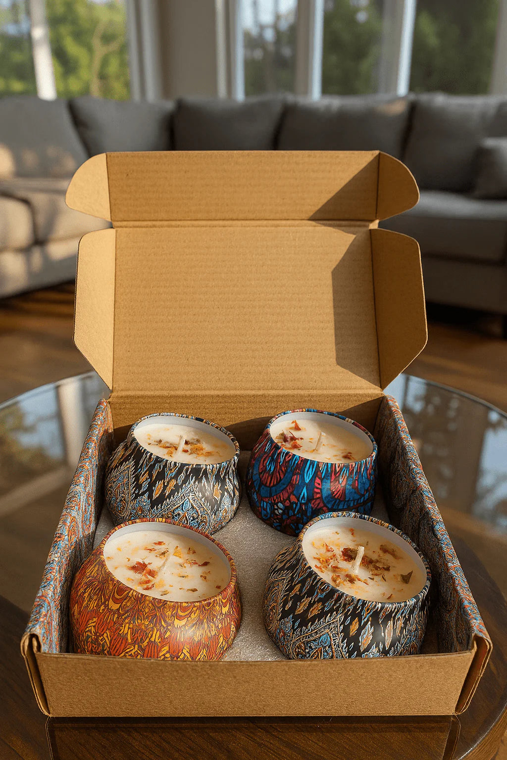 Decorative Floral Scented Tin Candles
