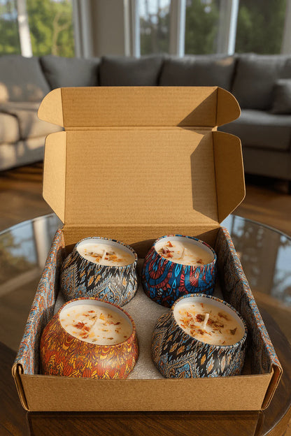 Decorative Floral Scented Tin Candles