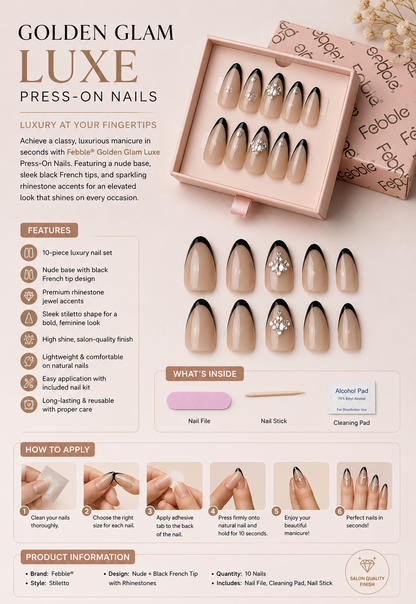 Febble - Golden Glam Luxe Press-On Nails