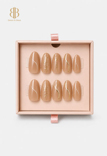 Febble - Nude Marble Swirl Press-On Nails