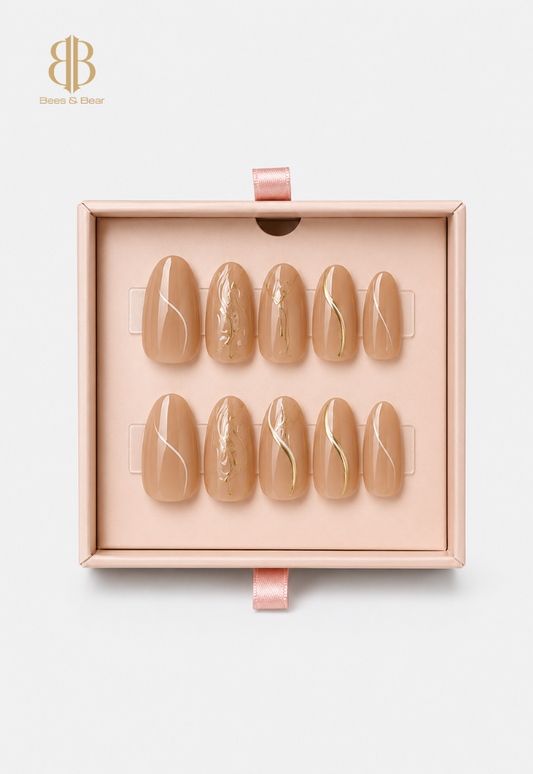 Febble - Nude Marble Swirl Press-On Nails