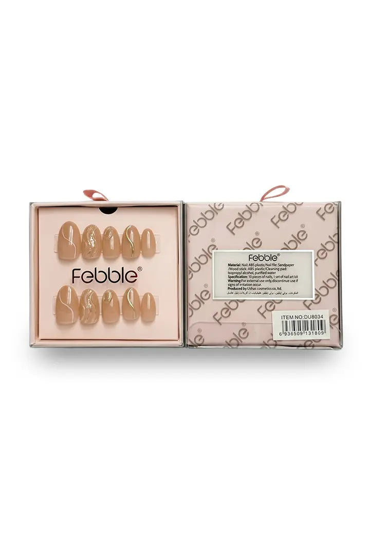 Febble - Nude Marble Swirl Press-On Nails