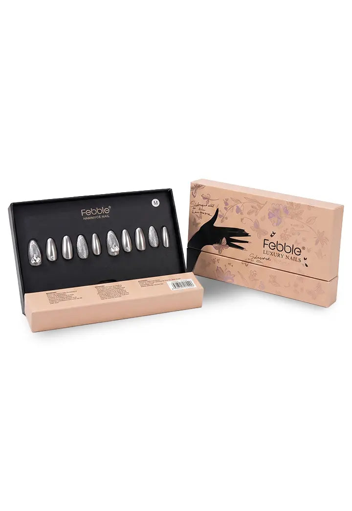 Febble - Silver Nocturne Chrome Nails