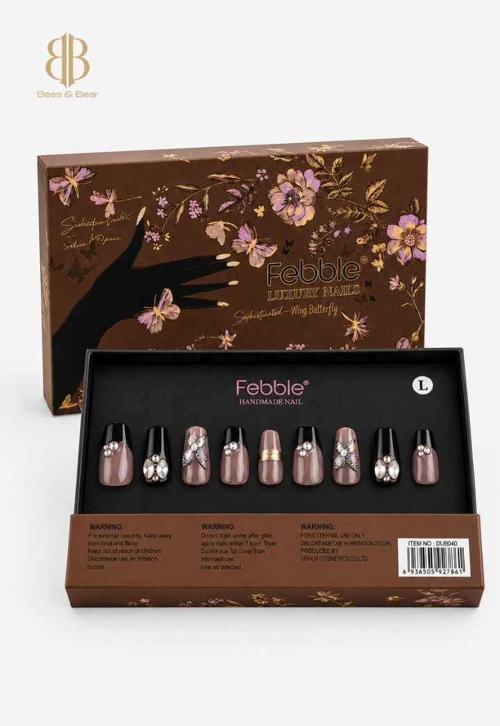 Febble - Wing Butterfly Noir Nails