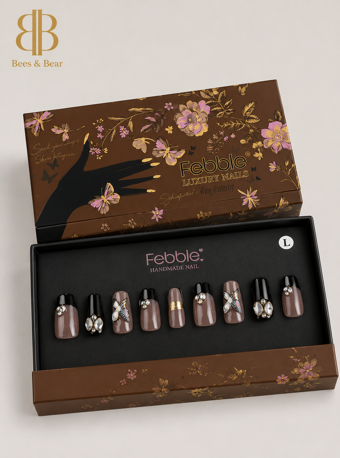 Febble - Wing Butterfly Noir Nails