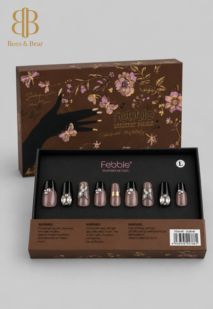 Febble - Wing Butterfly Noir Nails
