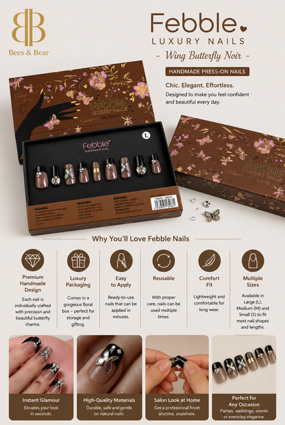 Febble - Wing Butterfly Noir Nails