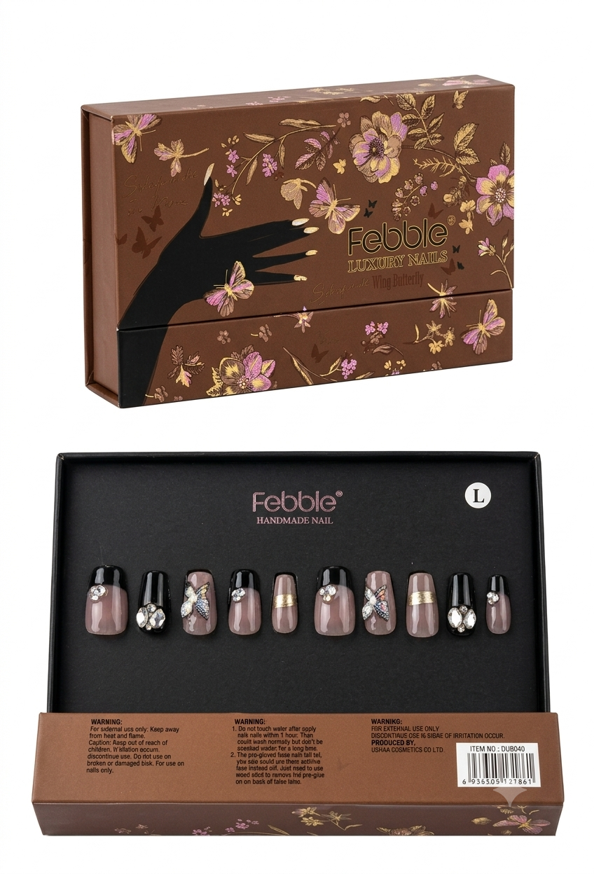 Febble - Wing Butterfly Noir Nails