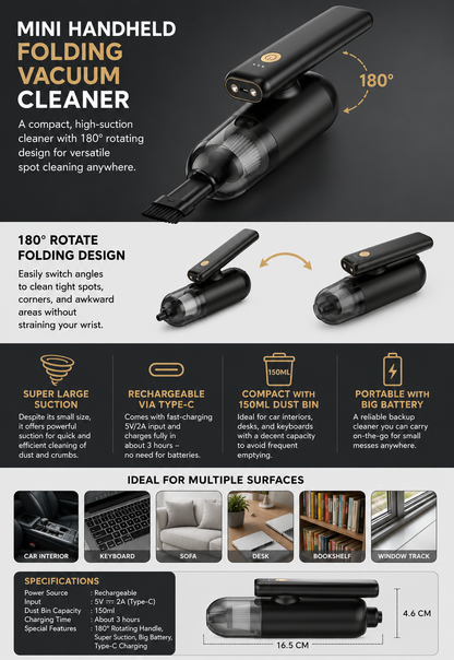 Mini Handheld Folding Vacuum Cleaner