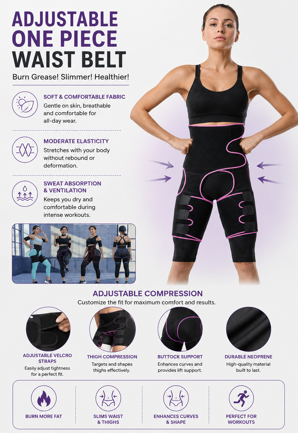One-Piece Adjustable Waist Belt for Comfort