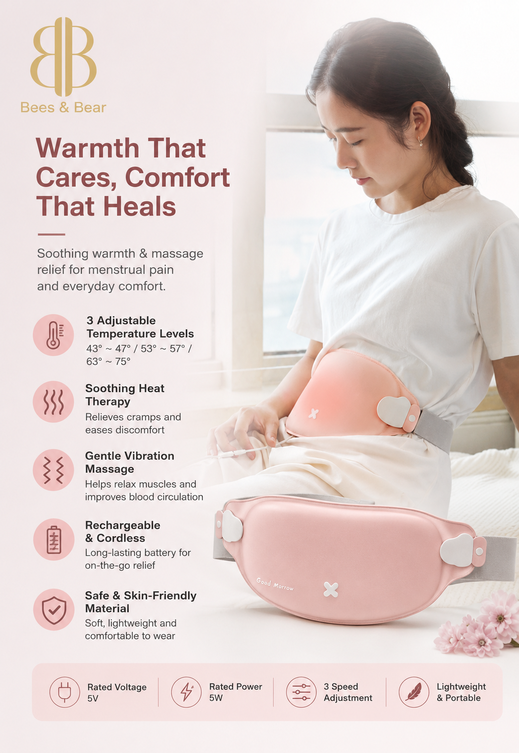 Rechargeable heat pad for period pain