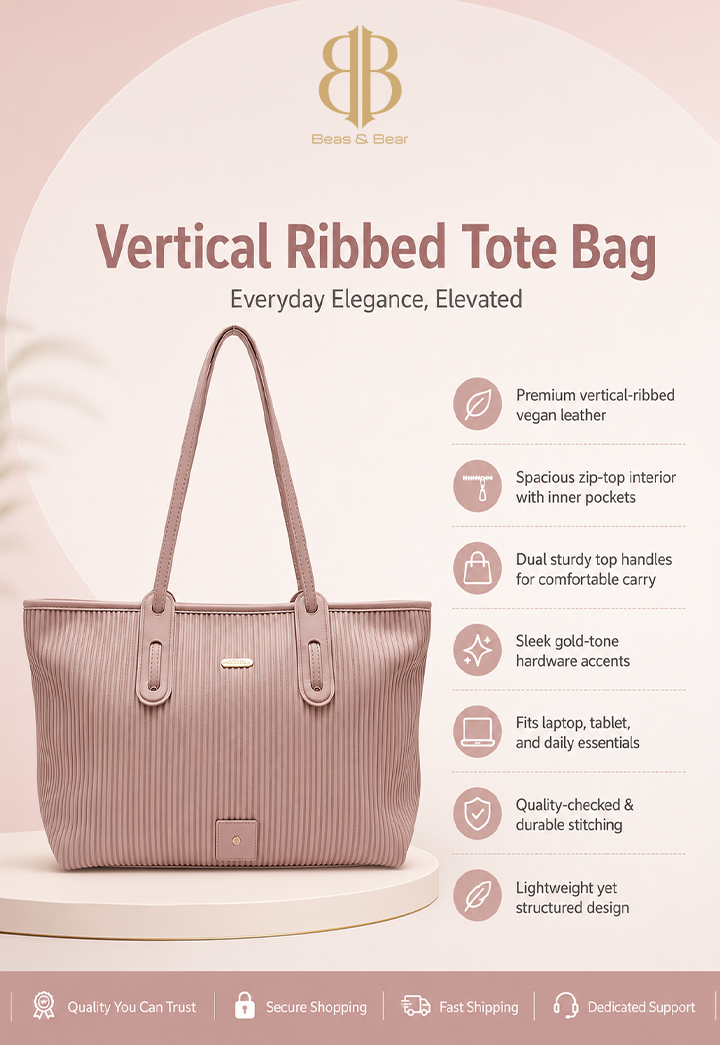 Vertical Ribbed Tote Bag
