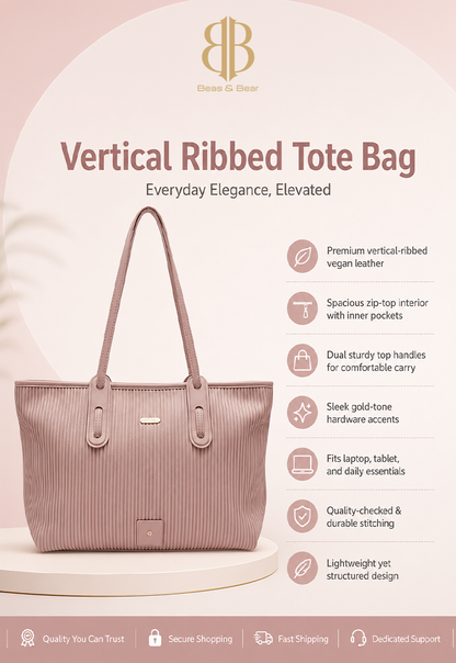 Vertical Ribbed Tote Bag