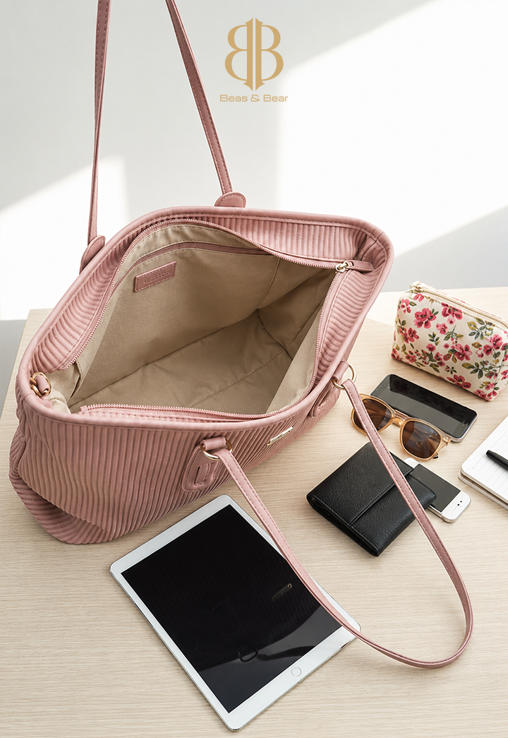 Vertical Ribbed Tote Bag